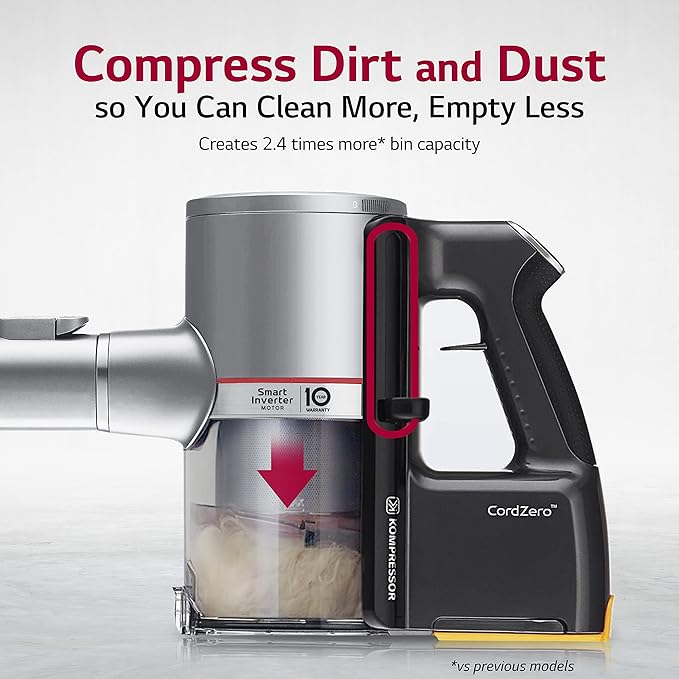 LG CordZero Cordless Stick Vacuum 2 Batteries 120 Min Run Time Powerful Cleaning for Carpet Hard Floors &amp Pet Hair Lightweight High-Capacity Dust Bin 10-Year Motor Warranty A926KSM (Renewe