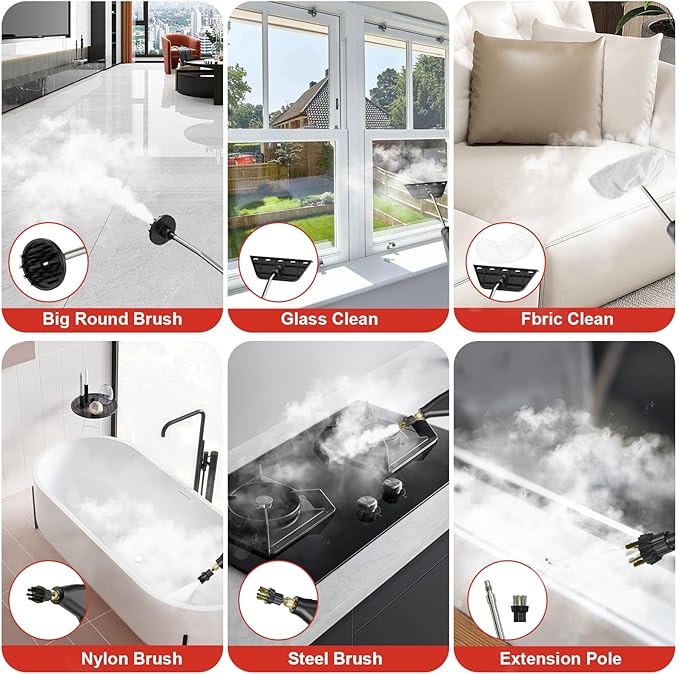 Steam Cleaner for Home Pressurized Handheld Steam Cleaner High-Temperature Steamer for Car Detailing Grout Couch Floor Tile Bathroom Microwave Bed Bugs Windows