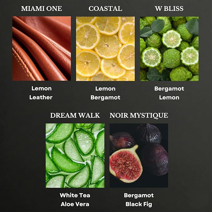 Scentia Luxury Diffuser Essential Oils Set – 5x20ml Discovery Collection Miami One (Inspired by 1 Hotel Miami Formerly My Way) Coastal (Formerly Cabana) &amp White Tea Spa Fragrance