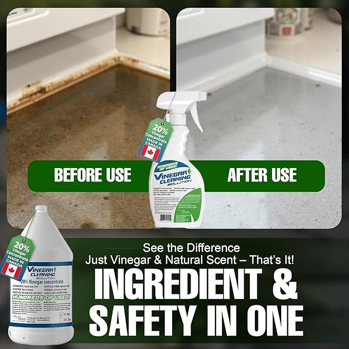 Eco Solutions Vinegar Cleaning Solution - all purpose household cleaner 20% concentrated vinegar - 4 Litre Jug (1.06 gallons)