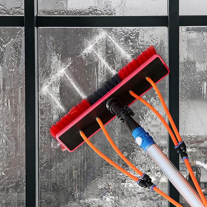Professional 7m Window Cleaning Kit with 50cm Brush Head Telescopic Water Fed Pole for Conservatory Solar Panel and More