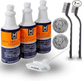 Heavy-Duty Oven Grill &amp Fryer Cleaner Kit – 3 Bottles (32 fl oz Each) + Trigger Sprayer + 2 Steel Sponges + 2 Wire Brushes – Commercial Grade Grease Remover