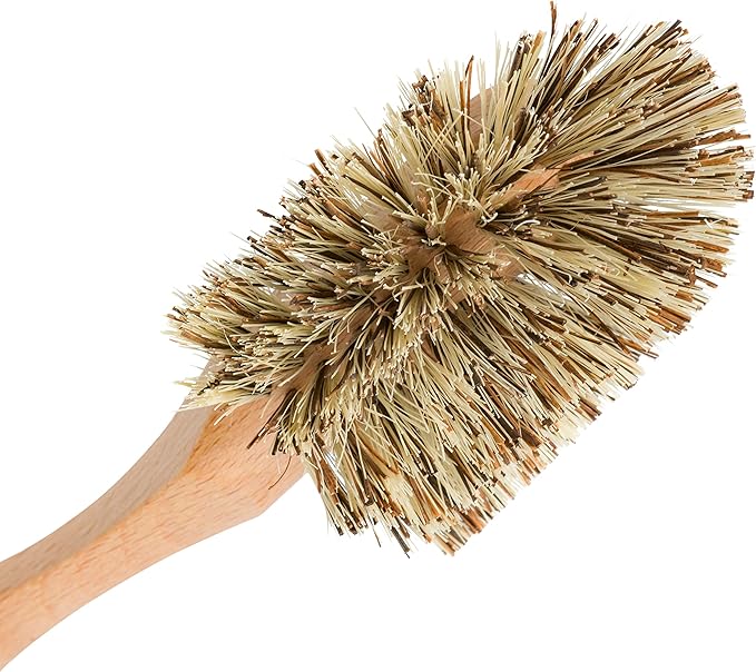 Redecker Extra Long Curved Dish Brush Extra Strong Union Fiber Bristles Oiled Beechwood Handle 10-1/2 Inches Made in Germany