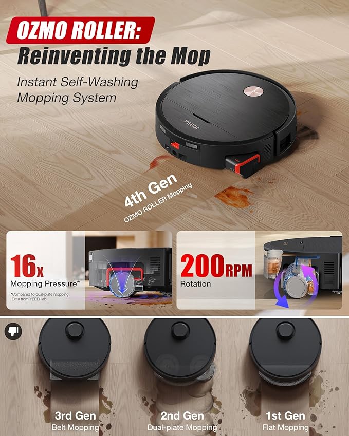 Yeedi S16 Plus Robot Vacuum &amp Mop with Automatic Omni Station Blast 16600Pa Suction OZMO Roller Self-Wash Mopping ZeroTangle 3.0 Triple Lift Floor Lift AI-Powered Navigation and Mapping
