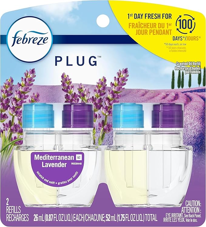 Febreze Odor-Fighting Fade Defy Plug Air Freshener - Mediterranean Lavender - (2) of 0.87 fl oz Refills