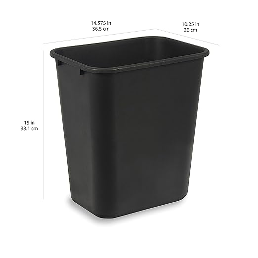 Amazon Basics Rectangular Commercial Office Wastebasket Easy to Clean 7 Gallon Black 6-Pack