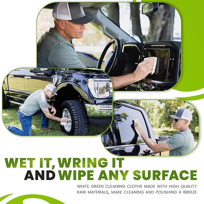 10-Pack Reusable Cleaning Cloths for Streak-Free Windows Mirrors &amp All-Purpose Cleaning – Chemical-Free Absorbent Non-Abrasive 16 x 16 White Cleaning Rags Made in The USA
