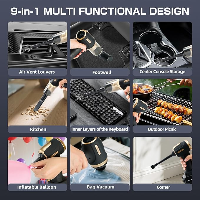 Portable Cordless Car Vacuum 17.5KPa/25KPa High-Suction Handheld Rechargeable Mini Vac for Seats Floor Mats Pet Hair &amp Tight Crevices