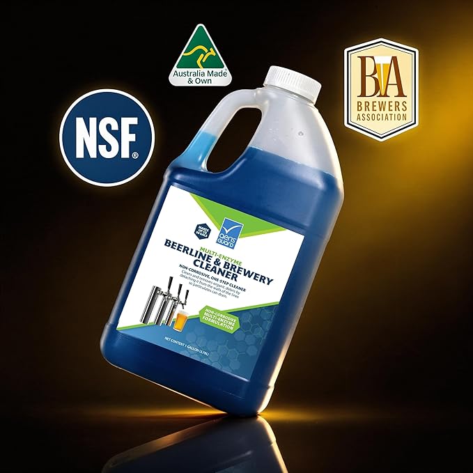 Multi-Enzyme Beer Line Cleaner Liquid - Non-Corrosive Removes Organic Buildup - 1 Gallon