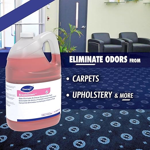 Diversey 94291110 Breakdown Odor Eliminator Enzyme Eliminates Odors &amp Stains on Hard Surfaces &amp Carpet Fresh Scent Concentrate 1-Gallon