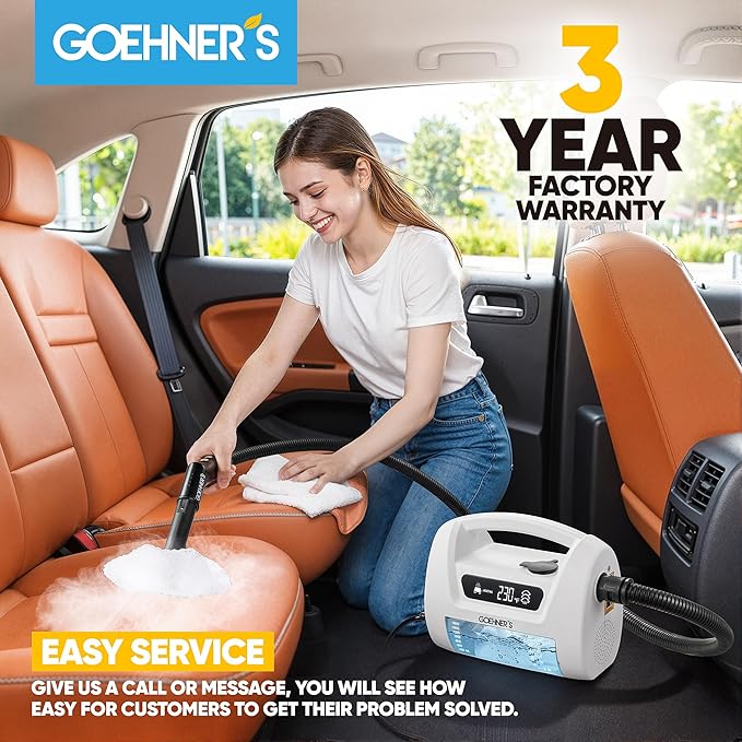2026 Upgraded Handheld Steam Cleaner for Home &amp Car 230°F/3.5 Bar High-Pressure Portable Hand Held Steamer 30s Heat-Up Chemical-Free Deep Cleaning for Car Detailing Grout Bathroom Kitchen-White