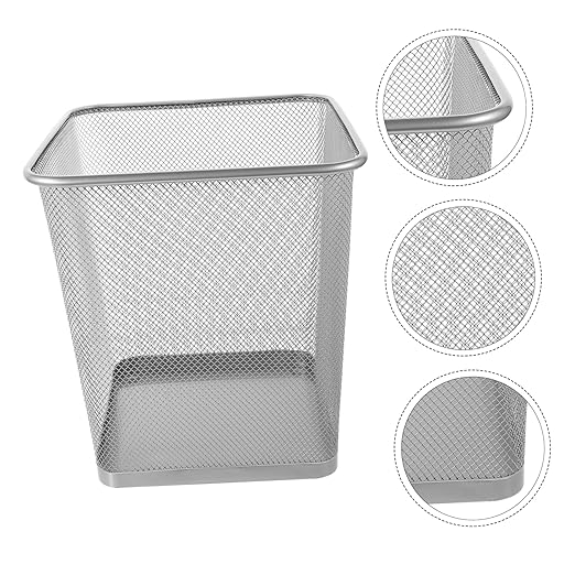 Alipis Square Metal Wastebasket Sturdy Iron Frame Black Mesh Design Trash Can for Home and Office Compact Size for Office Use and Waste Disposal