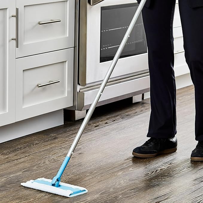Wet &amp Dry Sweeper Kit Floor Cleaning Mop Multi Pads Kit Includes 1 Mop Kit and 10 Pad Refills for Cleaning Wood Hardwood Floors Wall Kitchen Bathroom College Dorm