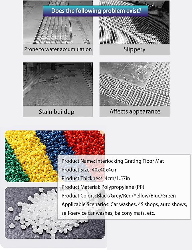 Trench Drainage GrateDrain Covers OutdoorInterlocking Floor Tiles With Grid For Garage Patio And Garden - Easy DIY Installation(Black8pcs40x40x4cm)