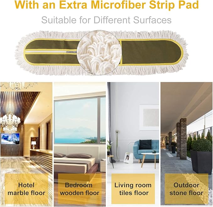 Dust Mop 36 inch Commercial for Hardwood Floor Cleaning Heavy Duty Industrial Dry Mop for Hotel Office Garage Household Dust Sweeping