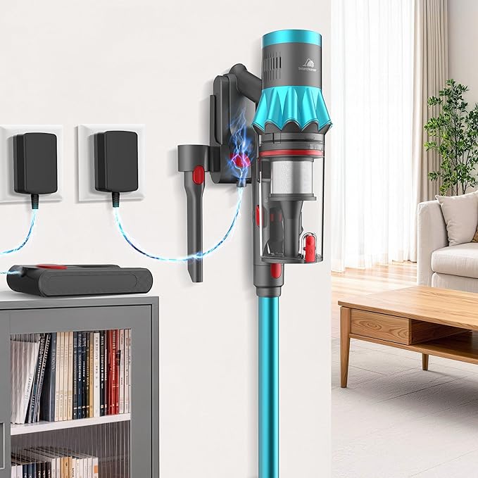 Cordless Vacuum Cleaner 55Kpa 70Mins Stick Vacuum for Home with LED Display and Self-Standing Vacuum with Anti-Tangle Brush&ampWall Mount Charging Vacuum Cleaners for Pet Hair/Carpets/Floors
