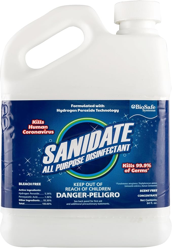 Powerbuilt SaniDate Disinfectant Solution (64Oz) kills 99.9% of viruses bacteria and germs works with Saniflow Sprayer - 647731