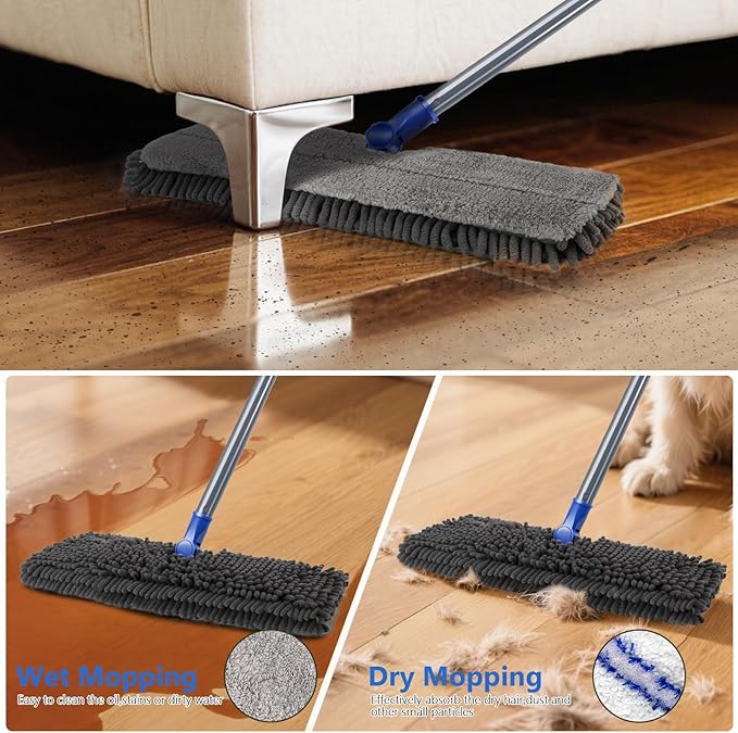 Masthome Microfiber Mops for Floor CleaningDust Mop with 4 Reusable PadsFlat Flip Mops for Wet &amp Dry UseProfessional Microfiber Mop for Hardwood LaminateTile Floor Cleaning-1 Scraper