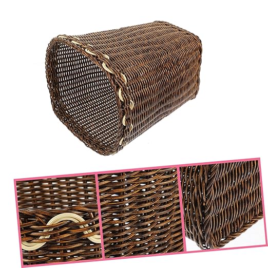 Angoily Hand Woven Square Trash Can Baskets for Bathroom Decor Elegant Waste Basket