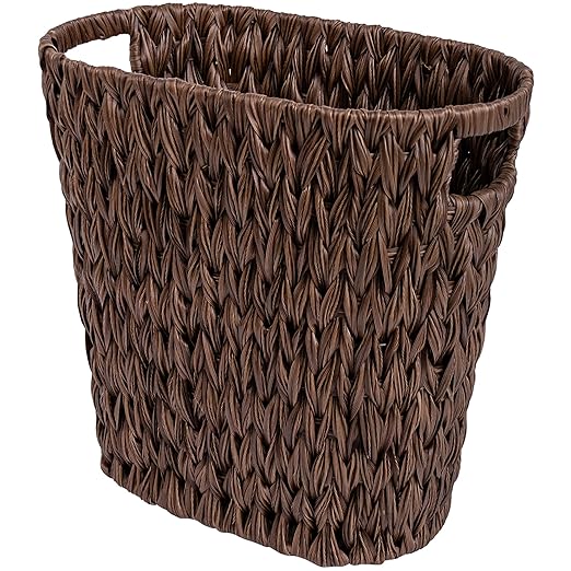 GRANNY SAYS Wicker Waste Basket Waterproof Bathroom Trash Can Bedroom Can Durable Wastebasket with Handles 19 Liters/5 Gallons