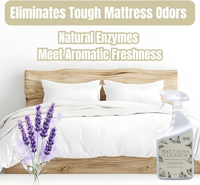 Geode Mattress Cleaner &amp Deodorizer – Natural Enzyme Formula for Stain &amp Odor Removal Sweet Lavender Aroma Eco-Friendly &amp Non-Toxic Safe for All Fabrics (32fl oz)