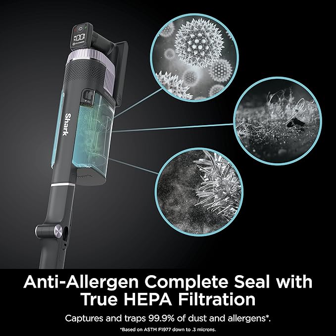 Shark Stratos Cordless Vacuum with Clean Sense IQ and Odor Neutralizer MultiFlex Wand Includes Crevice Tool &amp Anti-Allergen Brush Up To 60 Minute Runtime Ash Purple IZ862H