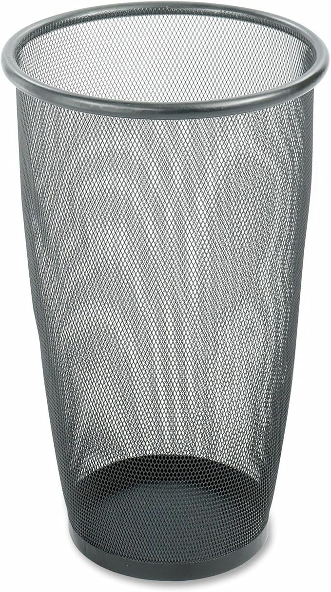 Safco Onyx Large Capacity 9 Gallon Trash Can Round Powder Coated Mesh Wastebasket for Home &amp Office