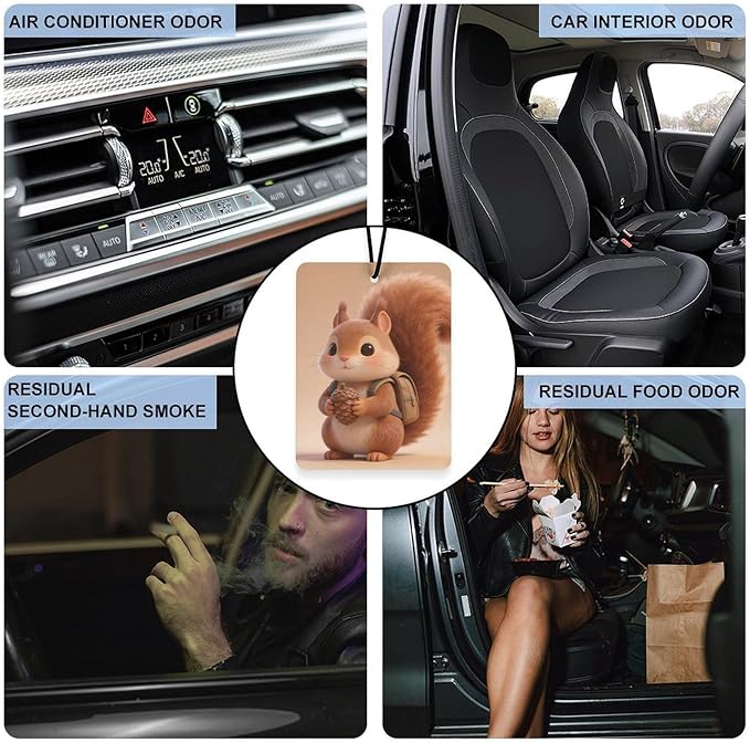 5PCS Car Air Freshener Hanging Personalized Double Sided Squirrel Small Backpack Car Fresheners Long Lasting New Cars Scents Cute Automotive Freshies for Closets Drawers (tea)