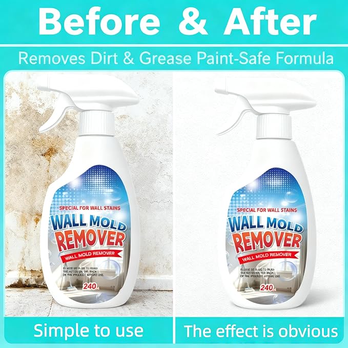 Streak-Free Wall Stain Remover Spray for Painted Walls Multi-Surface Cleaner for Dirt Grease &amp Marks No-Rinse Formula for Home Use (2 Pcs)