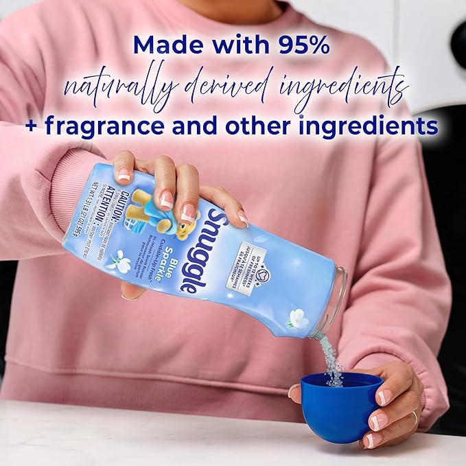 Snuggle In Wash Scent Booster 21 Oz Pack of 4 Blue Sparkle Laundry Beads for Long-Lasting Freshness Fragrance Enhancer for Clothes Bedding &amp Activewear HE Safe