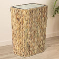 2.6 - Gallon Boho Rattan Trash Can with Press - Top Lid - 2 - in - 1 Wastebasket &amp Hamper for Bathroom Kitchen Living &amp Bedroom