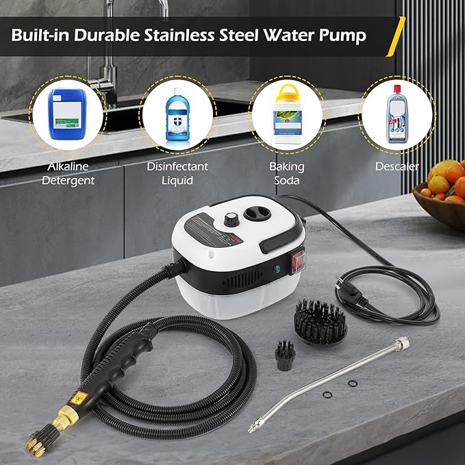 Dyna-Living 2500W Electric High Pressure Handheld Steamer &amp Steam Cleaner 1500W Handheld Steamer for Cleaning Portable Car Steam Cleaner Black