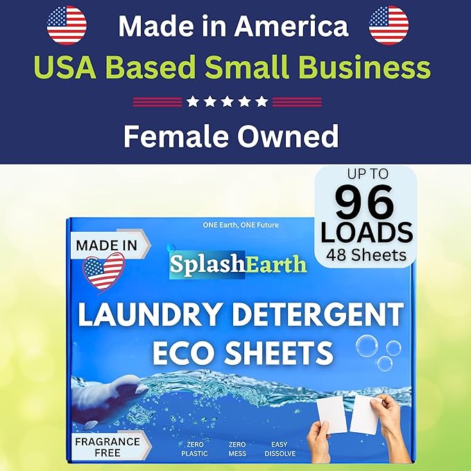 Fragrance-Free Laundry Detergent Sheets – 96 Loads Hypoallergenic Plastic-Free &amp Eco-Friendly Made in USA Safe for Sensitive Skin HE Washer Compatible Unscented Laundry Strips