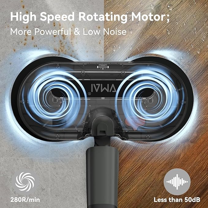 Cordless Electric Mop Electric Floor Cleaner with Water Sprayer &amp LED Headlights Up to 60 mins Lasting Time Powerful Spin Mop with Extendable Tube Self-Propelled Floor Cleaning Solution inclu