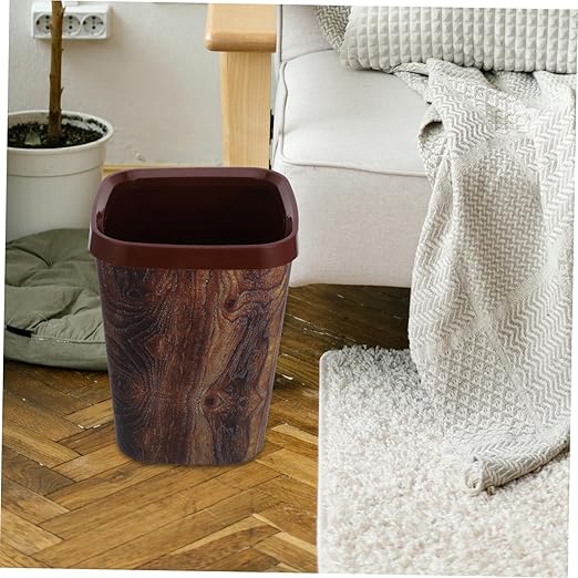 Imitation Grain Garbage Can Wastebasket for Bathroom Office Stylish and Space-Saving Household Trash Holder