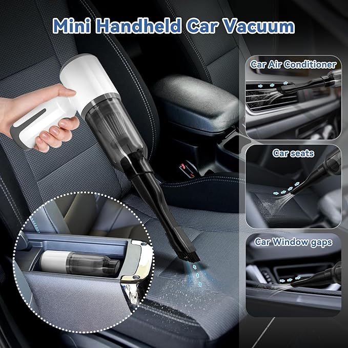 Cordless Handheld Vacuum for Car and Home - 6500Pa Powerful Suction 3-in-1 Vacuum &amp Blower for Keyboard Cleaning Computer Duster