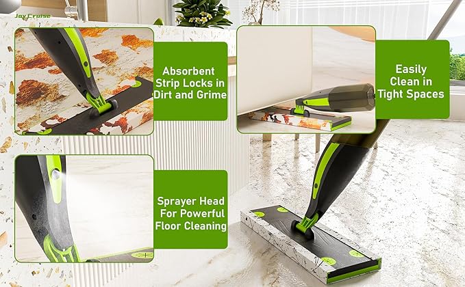 Spray Mop for Cleaning Spray Wet Dry Mops with 60 Dry Pads &amp 420ML Refillable Bottle Flat Mop for Hardwood Tile Laminate Vinyl and Marble Floors