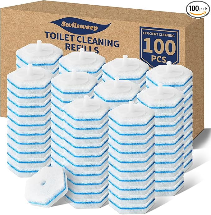 100 Count Toilet Bowl Wand Refills Disposable Toilet Cleaner Refills Disposable Wand Heads Compatible with Clorox and the Most Toilet Brushes
