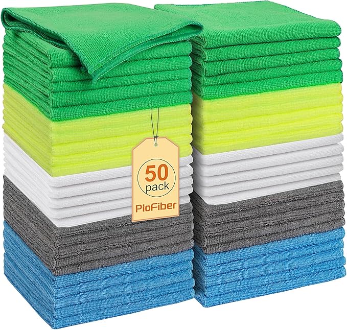 Microfiber Cleaning Cloths – 50 Pack 15x15 Ultra Soft Lint-Free Quick-Dry Towels for Cleaning Car Home Kitchen &amp Garage – Reusable Microfiber Rags