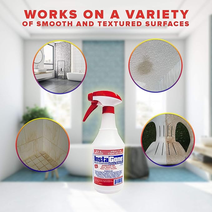 Stain Remover - 8 REFILL Pack + 24oz Spray Bottle - Just Add Water - Indoor/Outdoor Ceiling Wall Bathroom Roof PVC Fence Patio Furniture &amp More