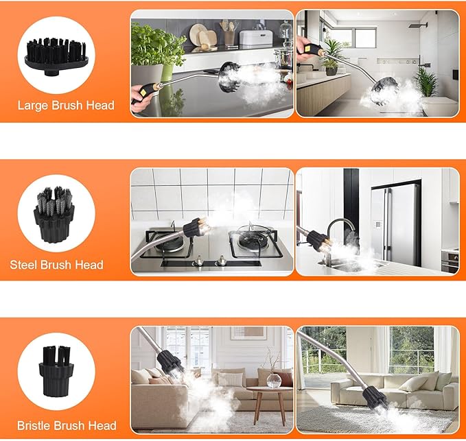 Portable Steam Cleaner 3800W Steam Shot Cleaner Handheld Steamer for Car Detailing High Heat Steamer for Couch Windows Furniture KitchenOrange