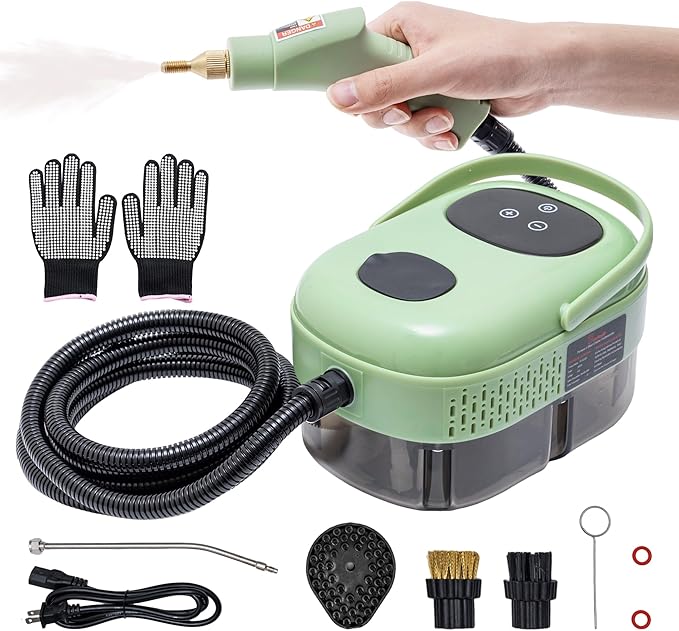 Handheld Steam CleanerSteam Cleaner with Smart Touch Screen High Pressure Steamer15sec Heat-up Deep Cleaning Steamer(Green) for KitchenBathroomFurnitureCarGroutTile and More