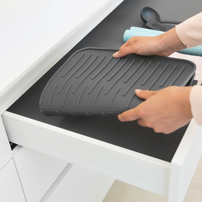 Brabantia Sinkside Silicone Dish Pot Drying Mat (Dark Gray) Soft Non-Slip Kitchen Counter Sink Top Drainer for Dishwashing