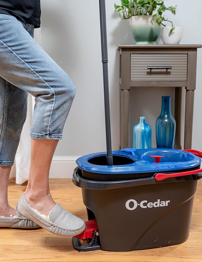 O-Cedar RinseClean Spin Mop &amp Bucket System + 1 Extra Mop Head | Clean with Clean Water | Removes 99% of Bacteria
