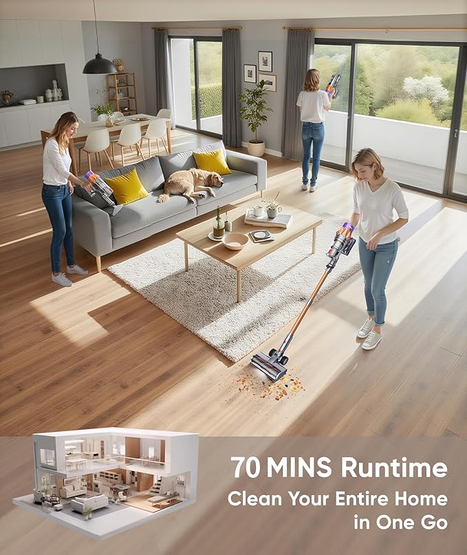 Cordless Vacuum Cleaner 650W 55KPA 70Mins Vacuum Cleaners for HomeStick Vacuum with Self-Standing Wall Mount Dock 3.3Ft HoseAromatherapy Household Vacuum for Pet Hair/Carpets/Hardwood（X7A Pro）