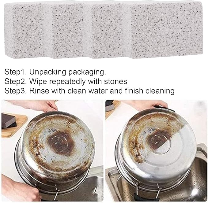 Grill Stone Cleaning Block 4pcs Grill Cleaning Bricks Barbecue Grill Cleaning Brick Block Stains Grease Cleaner Stone Kitchen Accessory