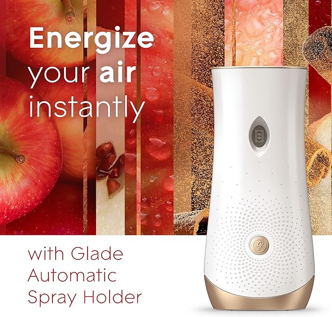 Glade Automatic Spray Refill Air Freshener for Home and Bathroom Apple Cinnamon 6.2 Oz (Pack of 4)