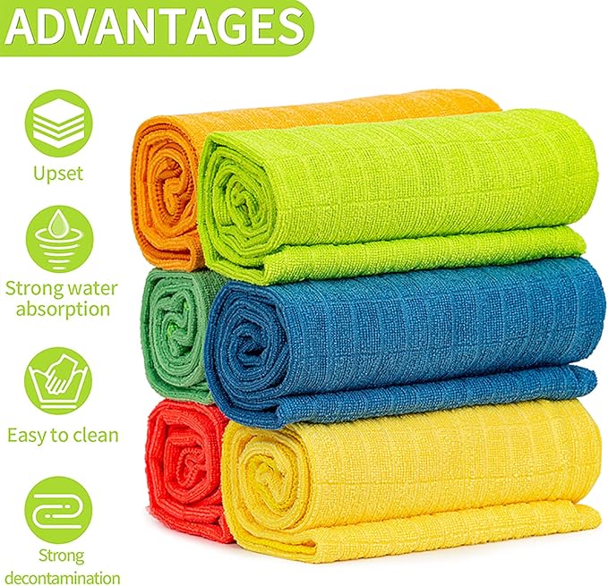 HELOMOR 6 Extra Large Microfiber Cleaning Cloths 30x18 Floor Towels for Squeegee Mop Reusable Multi-Purpose Cleaning Rags for House Kitchen Car &amp Windows Highly Absorbent Lint-Free