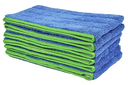 CleanAide All Purpose Super Absorbent Mega Microfiber Mop Pads for 24 Mop Plate Machine Washable Traps Dust Dirt &amp Pet Hair Reusable for Home &amp Commercial Cleaning 28x8 6-Pack Green