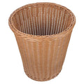 Beige Simulated Rattan Woven Trash Container Rust-Resistant Iron Wastebasket for Office Home Bedroom Compact Stylish Waste Basket